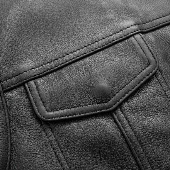 No Rival - Men's Motorcycle Leather Vest - Picture 4 of 5